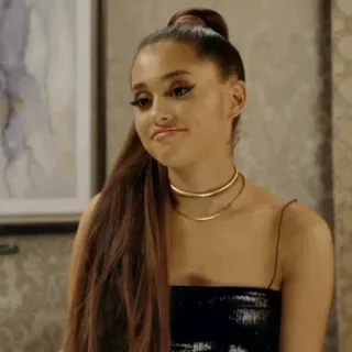 🌃 Ariana Grande นักร้อง, ป็อปสตาร์, คนดัง, ผู้หญิง, หางม้า, สร้อยคอ telegram sticker