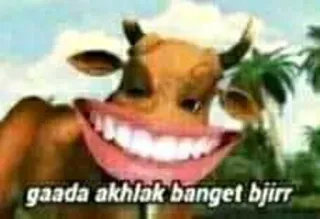 🤔 gaada akhlak banget bjjirr mucca, divertente, meme, sorriso telegram sticker