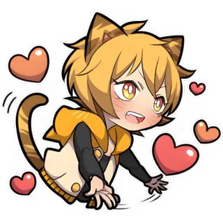 🥰 애니메이션, 고양이귀, 카와이, 하트, 귀여운, 만화 telegram sticker