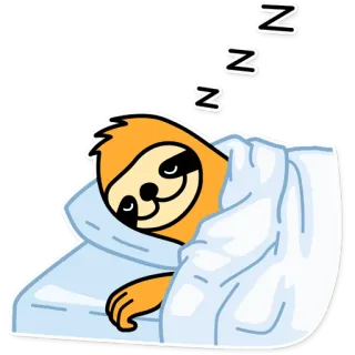 😴 ленивец, спящий, мультик, ленивый, кровать, животное whatsapp sticker