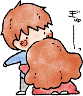 🤗 ぎゅ peluk, kartun, kasih sayang, cinta, imut, Jepang, ilustrasi telegram sticker