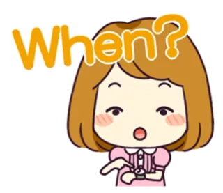 ⌚ When? question, asking, woman, cartoon, curious whatsapp sticker