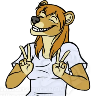 ✌ Antro, Furry, Signo de la paz, Perro, Ilustración, Dibujo animado telegram sticker