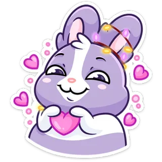 💕 conejo, conejito, corazón, amor, lindo, animal, dibujos animados, pegatina telegram sticker