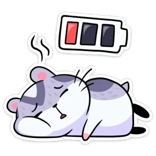 😫 햄스터, 피곤한, 졸린, 배터리 부족, 동물, 만화 telegram sticker