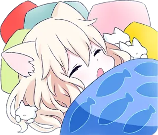 😴 Katze, Anime, schlafend, Kissen, süß, kawaii telegram sticker