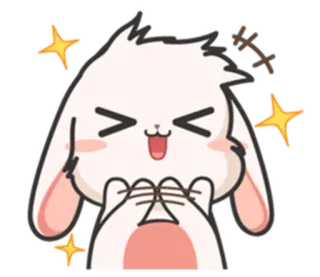 ⚪️ coniglio, carino, felice, brillantini, cartone animato, animale, gioioso, festa telegram sticker