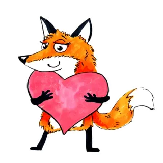 😘 fox, heart, cartoon, animal, love, cute, valentine's day telegram sticker