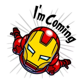 😃 Iron Man I'm Coming Iron Man, Marvel, Superhero, Comic Book Character, Flying, Coming whatsapp sticker