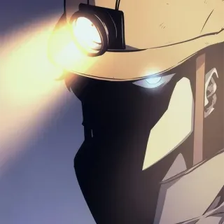 ♠️ miner, helmet, light, work, serious, anime whatsapp sticker
