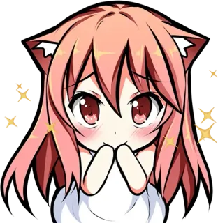☺️ Anime, Fille chat, Kawaii, Étincelle, Mignon, Manga telegram sticker