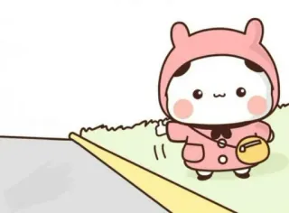 👍 carino, cartone animato, kawaii, animale, orso, rosa telegram sticker