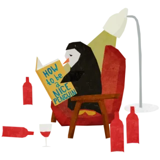 🌚 HOW to be a NICE PENGUIN pinguino, leggere, libro, carino, animale, uccello telegram sticker