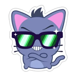🤓 Katze, Aufkleber, cool, Sonnenbrille, Tier, Cartoon whatsapp sticker