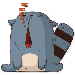 🥱 แรคคูน, นอนหลับ, สัตว์, การ์ตูน, เหนื่อย, น่ารัก, ขี้เกียจ telegram sticker