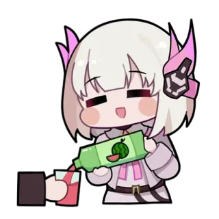 🍹 アニメ, ちび, スイカ, 飲み物, 可愛い telegram sticker