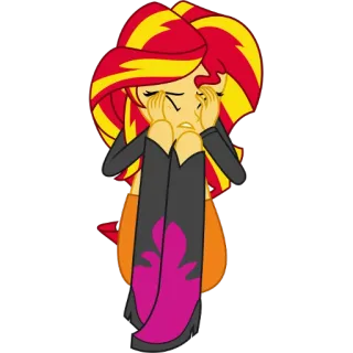 😭 Sunset Shimmer My Little Pony: Equestria Girls Sunset Shimmer, Equestria Girls, kartun, menangis, sedih, kuda poni telegram sticker