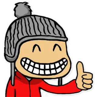 👍 мультик, персонаж, большой палец вверх, шляпа, улыбающийся, дружелюбный whatsapp sticker