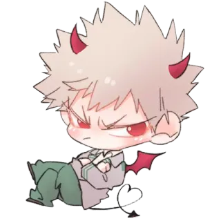 👿 Katsuki Bakugo My Hero Academia Anime, Chibi, Duivel, Boos, Held telegram sticker