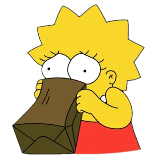😖 Lisa Simpson The Simpsons lisa simpson, simpsons, cartoon, crying, emotional, paper bag telegram sticker