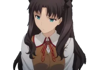 😕 Rin Tohsaka Fate/stay night anime, girl, long hair, tsundere, serious, fate stay night telegram sticker