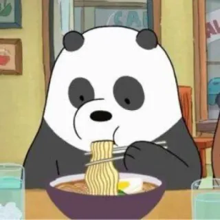 💜 Panda We Bare Bears 팬더, 위 베어 베어스, 만화, 음식, 라멘, 국수 telegram sticker