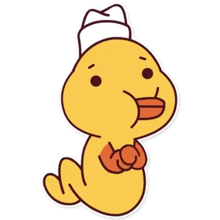 😶 милый, мультяшный, жёлтый, утка, матросская шапка telegram sticker