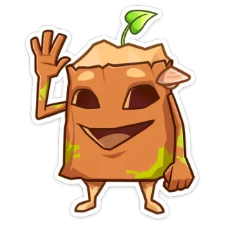 😥 desenho animado, floresta, natureza, planta, personagem, saudação telegram sticker