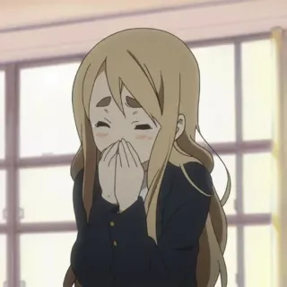 🍙 Аниме, Девушка, Милая, Улыбается, K-On, Аниме девушка telegram sticker