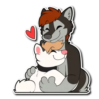 🤗 furry, hug, love, wolf, feline, cute, cartoon, affection telegram sticker