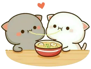 🍜 chats, ramen, mignon, nourriture, kawaii, nouilles whatsapp sticker