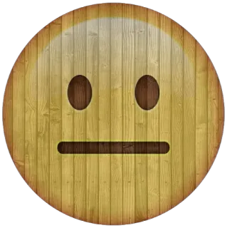 😐 emoji, emoticon, neutral, face, wood, expression telegram sticker