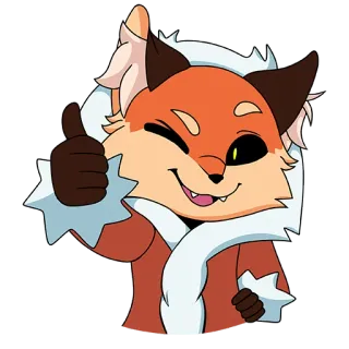 👍 raposa, desenho animado, animal, polegar para cima, fofo, peludo telegram sticker