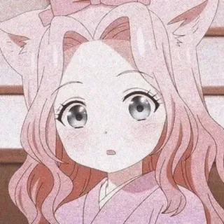 💛 Anime, Cô gái, Tai mèo, Hồng, Hoạt hình telegram sticker