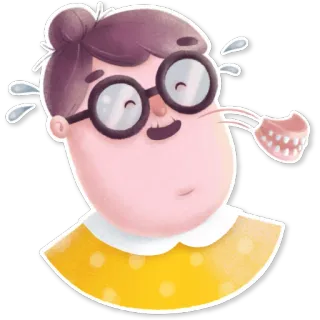 🤣 Cartoon, Zahnersatz, Frau, Brille, Sticker telegram sticker