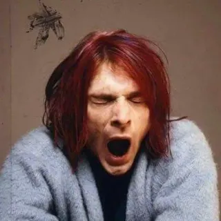😳 Kurt Cobain 科特·柯本, 歌手, 涅槃乐队, 摇滚明星, 音乐, 肖像 telegram sticker