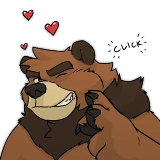😉 Click beruang, kartun, cinta, hati, kedipan telegram sticker
