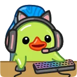 🎮 鸭子, 游戏玩家, 耳机, 键盘, 卡通 telegram sticker