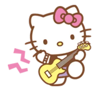 🌟 Hello Kitty chaton, dessin animé, chat, animal, kawaii, musique, guitare telegram sticker