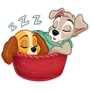 💤 Lady and Tramp Lady and the Tramp ZZZZ chiens, sommeil, dessin animé, zzz, animaux, mignon telegram sticker