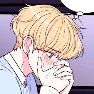 📹 애니메이션, 만화, 소년, 볼빨개짐, 생각, 만화, 캐릭터 telegram sticker