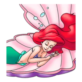 😴 Ariel The Little Mermaid sirène, Disney, dessin animé, océan, mer, coquillage telegram sticker