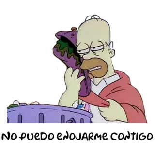 🤢 Homer Simpson The Simpsons NO PUEDO ENOJARME CONTIGO Homer Simpson, I Simpson, Cartoni animati, Divertente, Umorismo, Cibo, Spazzatura, Espressione telegram sticker