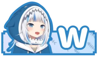 🔤 W Anime, Squalo, Carino, Personaggio, Adesivo telegram sticker