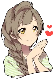 😍 Anime, Menina, Fofa, Corações, Amigável, Beijo telegram sticker