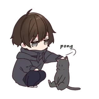 😺 pong gatto, anime, carino, cartone animato telegram sticker