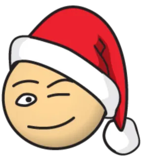 😉 Emoji, Cappello da Babbo Natale, Natale, Vacanze, Occhiolino telegram sticker