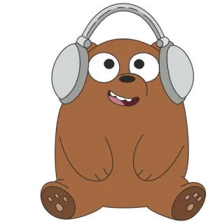 🎧 Grizzly Bear We Bare Bears cartone animato, orso, cuffie, animazione, animale telegram sticker