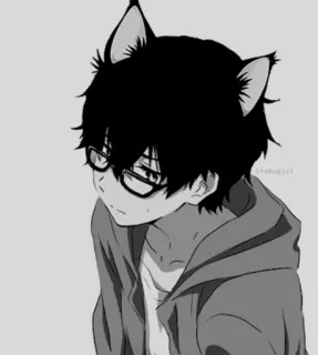 🎐 anime, cat ears, glasses, hoodie, kawaii, manga telegram sticker