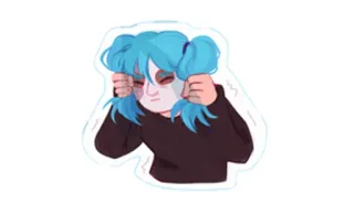 😣 Sally Face Sally Face, personaggio, gioco, capelli blu, maschera telegram sticker